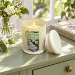 10cm Scented Jar Candle with Rounded Domed Lid and Gold-Framed Botanical Label for Home Fragrance and Decor - Image 3