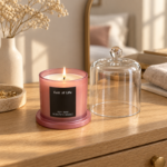 12cm Soy Wax Scented Candle with Clear Bell Jar Dome Ball Knob and Round Display Base for Home Fragrance and Decor - Image 3