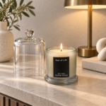 12cm Soy Wax Scented Candle with Clear Bell Jar Dome Ball Knob and Round Display Base for Home Fragrance and Decor - Image 5