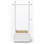 155cm Rolling Garment Rack with Wood-Top Storage Drawer and Coat Hooks