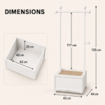 155cm Rolling Garment Rack with Wood-Top Storage Drawer and Coat Hooks - Image 2