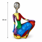 22cm Abstract Painted Metal Figurine with Silver Head in Seated Pose for Home Decor - Image 4