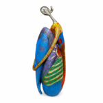 22cm Abstract Painted Sculpture with Metallic Curved Head for Home Decor