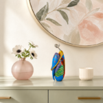 22cm Abstract Painted Sculpture with Metallic Curved Head for Home Decor - Image 3