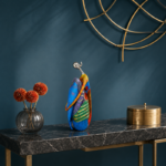 22cm Abstract Painted Sculpture with Metallic Curved Head for Home Decor - Image 2
