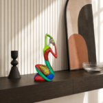 26cm Abstract Painted Sculpture with Arched Silver Head Accent for Home Decor - Image 3