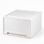 40cm Plastic Storage Drawer with Solid Front Panel and Gold Trim Accent for Closet and Home Organization