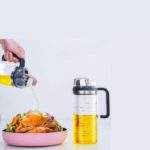 530ml Glass Oil Dispenser Bottle with Auto-Flip Spout and Measurement Markings - Image 2