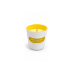 8cm White Tapered Candle Cup with Two Tone Colored Interior and Enjoy Your Life Banner Label for Home Decor