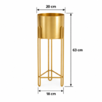 Gold Metal Planter with Vertical Loop Leg Stand for Indoor Plant Display - Image 2