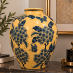 Hand-Painted Ceramic Vase with Blue Floral Chinoiserie Pattern for Living Room Display - Image 12