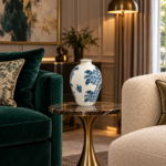 Hand-Painted Ceramic Vase with Blue Floral Chinoiserie Pattern for Living Room Display - Image 4