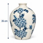 Hand-Painted Ceramic Vase with Blue Floral Chinoiserie Pattern for Living Room Display - Image 7