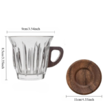 Ribbed Glass Cup with Wood Handle and Matching Wooden Saucer - Image 2
