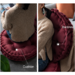 Round Velvet Tufted Floor Cushion with Grid Button Detailing for Seating and Backrest Use - Image 3