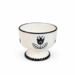 Small Footed Ceramic Dessert Bowl with Hand-Painted Tulip Motif for Ice Cream Serving