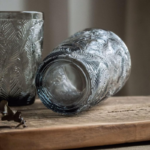 Tall Embossed Leaf Pattern Lead-Free Crystal Glass Tumbler Set of 6 - Image 4
