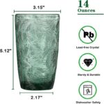 Tall Embossed Leaf Pattern Lead-Free Crystal Glass Tumbler Set of 6 - Image 6
