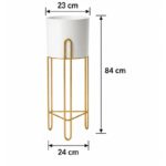 White Ceramic Planter with Gold Hairpin Leg Stand for Indoor Plant Display - Image 5