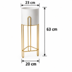 White Ceramic Planter with Gold Hairpin Leg Stand for Indoor Plant Display - Image 2