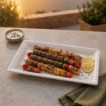 White Ceramic Rectangular Serving Plate with Beaded Rim for Appetizers and Table Serving - Image 3