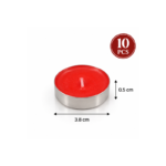 10 Piece Red Tea Light Candle Set in Silver-Tone Cups for Home Decor Parties and Holiday Tables - Image 3