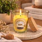 10cm 100 Percent Beeswax Candle in Clear Glass Jar with Natural Cork Lid for Home Decor and Gifting - Image 2