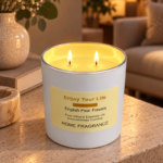 10cm Double Wick Aromatherapy Jar Candle with English Pear Freesia Scent and Silver Rim for Home Fragrance - Image 2