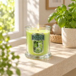 11cm Aroma Botanical Glass Jar Scented Candle with Thick Base and Shield Flower Label for Home Fragrance - Image 2