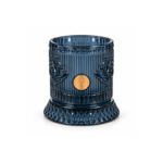 245ml Fluted Glass Tumbler with Gold Medallion Beaded Trim and Embossed Leaves for Iced Coffee and Cold Drinks