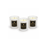 3 Piece 7cm Pearl White Jar Aromatherapy Candle Set with Black and Gold Label for Home Fragrance and Gifting