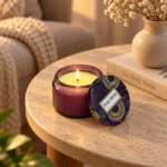 5cm Mini Embossed Floral Jar Candle with Gold Printed Lid and Message Label for Gifts and Home Fragrance - Image 4