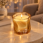 7.5cm Wavy Tinted Glass Jar Candle with Organic Sculptural Shape for Modern Home Decor and Gifting - Image 5