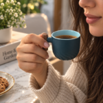 70ml Ceramic Espresso Cup with Wooden Handle and Twisted Swirl Base for Espresso and Turkish Coffee - Image 4