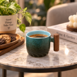 70ml Ceramic Espresso Cup with Wooden Handle and Twisted Swirl Base for Espresso and Turkish Coffee - Image 8