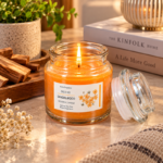 8cm Soy Wax Scented Jar Candle with Clear Stacked Lid and Botanical Label for Home Fragrance and Gifting - Image 4