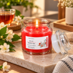 8cm Soy Wax Scented Jar Candle with Clear Stacked Lid and Botanical Label for Home Fragrance and Gifting - Image 10