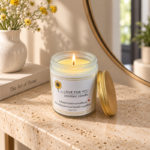 9cm 200g Frosted Jar Scented Candle with Gold Lid and Sunflower Love For You Label for Gifts and Bedroom Decor - Image 2