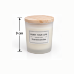 9cm Frosted White Jar Scented Candle with Natural Wood Grain Lid and Enjoy Your Life Label for Home Fragrance - Image 2