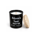 9cm Funny Mom Quote Jar Candle with Wood Grain Lid Mom’s Last Nerve Print for Mother’s Day and Birthday Gifts