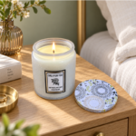 9cm Hand Poured Embossed Jar Candle with Floral Printed Lid and Rose Message Label for Gifts and Home Fragrance - Image 5