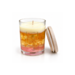 9cm Layered Botanical Jar Candle with Dried Flowers and Citrus Decorative Lid and Gold Label for Home Fragrance and Gifting - Image 4