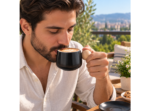 Ceramic Coffee Cup and Saucer Set with Wood Grain Ball Handle for Espresso Cappuccino and Tea - Image 2