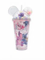 Stitch Tumbler with Straw and Kuromi Character Glitter Double Wall Cup with Dome Lid Round Ears Mini Figurine and Pastel Balls - Image 5