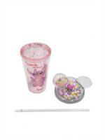 Stitch Tumbler with Straw and Kuromi Character Glitter Double Wall Cup with Dome Lid Round Ears Mini Figurine and Pastel Balls - Image 8