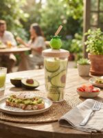Clear Plastic Fruit Print Tumbler with Bent Straw and 3D Fruit Topper Lid for Juice Smoothies and Cold Drinks - Image 2