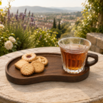 Coffee Cup with Bamboo Tray - Stunning 24cm Kidney Shaped Serving Set with 8cm Fluted Glass Cup Perfect for Coffee Tea and Snacks - Image 2