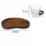 Coffee Cup with Bamboo Tray - Stunning 24cm Kidney Shaped Serving Set with 8cm Fluted Glass Cup Perfect for Coffee Tea and Snacks - Image 4