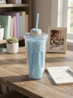 Donut Tumbler with Straw and 3D Donut Lid Topper Clear Double Wall Plastic Cup with Drip Glaze and Sprinkles for Cold Drinks - Image 2