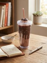 Donut Tumbler with Straw and 3D Donut Lid Topper Clear Double Wall Plastic Cup with Drip Glaze and Sprinkles for Cold Drinks - Image 3